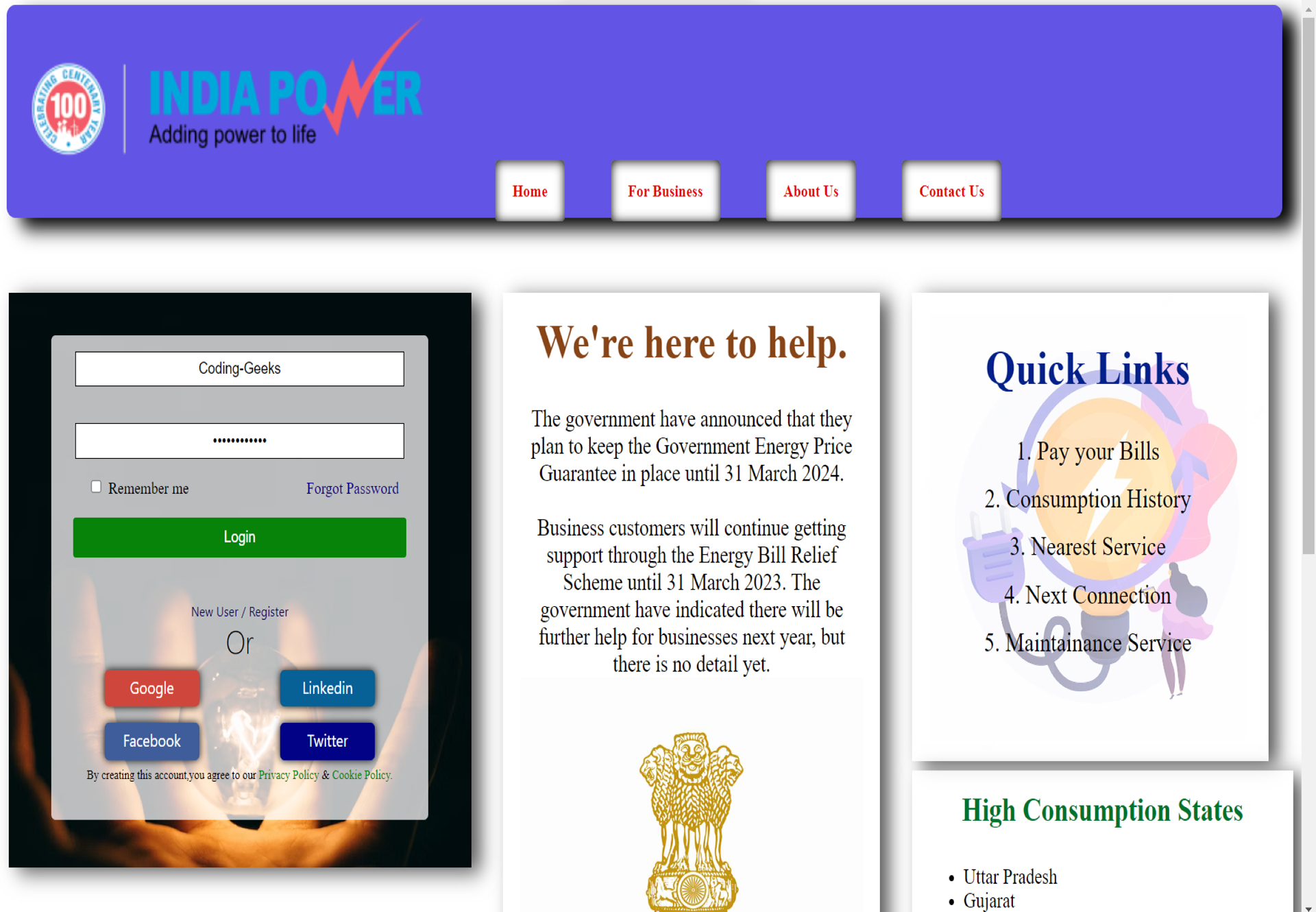 Electricity Website Image
